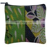 Vintage Designer Hand Stitch Kantha Wallet Indian Beautiful Sari Kantha Clutch thumbnail-1