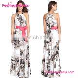 Stylish Hanging Neck Design Sexy Bandage Dress Floral Maxi Women Summer Dress For Sleeveless thumbnail-2
