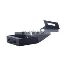 Matte Black Custom Box With Window Hollow Out Package for Gift 3 Bottles Wine Packing Box Ribbon Handle Box for Products thumbnail-1