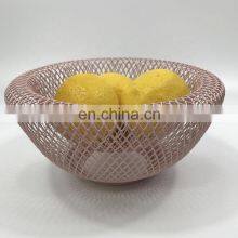 Manufacture Popular Kitchen Living Home Decor Picnic Food Fruit Storage Iron Small Size Round Color Pink Metal Wire Fruit Basket thumbnail-3