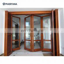 Exterior External Aluminum Wood Folding Door Wooden Accordion Doors Timber Wood Bifold Door For Residential thumbnail-5