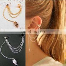 Alloy Ear Clip Leaf Tassel Earrings For Women Gift Ear Cuff Fashion Personality Earrings Jewelry thumbnail-3