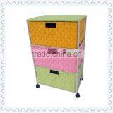 Colorful Paper 3 Drawer Portable Storage Units With Wheels