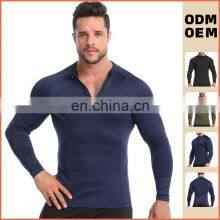 High Strech Quick Dry Long Sleeve Compression T-Shirt Men's Fitness Sport Gym Top 1/4 Zip Sportswear Training Jogging Shirts thumbnail-3