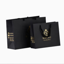Custom Logo Luxury Large Packaging Shopping Black Paper Gift Bags With Handle thumbnail-4