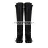 Newest Fashion Ladies Double Zippers Fall Winter Real Leather Knee Flat Heel Long Boot Women Over Knee High Boot thumbnail-3