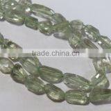 Green Amethyst Faceted Nuggets Natural Gemstone Beads thumbnail-2