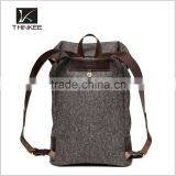Backpack Canvas Rucksack Fashion Design Leather Strap Outdoor Mens Backpack thumbnail-3