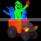 6'H x 5'W Airblown Halloween Inflatable Neon Hot Rod Ghosts, Includes Blacklight Spotlight