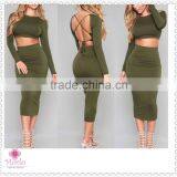 Two Pieces Backless Fashion Long Sleeve Club Bandage Women Sexy Dress Quality Choice thumbnail-1
