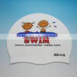 Fashionable Best Quality Adult or Kid Size Customized Logo Printing Waterproof Silicone Swimming Cap thumbnail-1