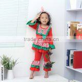 Wholesale Red Boutique Ruffle Christmas Outfits Two Pieces Christmas Pajamas for Baby Girls thumbnail-2