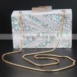 Alibaba china acrylic clutch with gold long chain