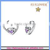 FS FLOWER - Heart With Heart Silver Diamond Inlay Earrings thumbnail-1