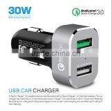 Factory Offer Quick Charge 3.0 Car Charger 2 Port 30W Aluminium Rohs CE thumbnail-3
