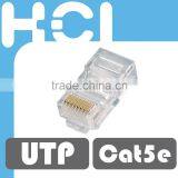 Taiwan Manufacturer RJ45 8P8C Cat5e UTP Gold Plated Modular Plug for Stranded and Solid Cable
