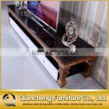 Golden tv Stand Design With Manmade Stone Top thumbnail-3