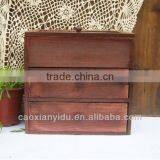 Vintage Decorative Storage Wooden Boxes With Handle Glass Cover Storage Box Old Style Wood Craft Home Decoration 25*17*24CM thumbnail-1