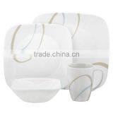 Tableware 16 Pieces Square Ceramic White Dinner Sets thumbnail-1