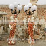 European Style Marble Garden Lady With Lamp Sculpture thumbnail-1