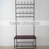 Cushion Bench Metal Foyer Hall Tree Entryway Hat Shoe Storage Coat Rack thumbnail-1