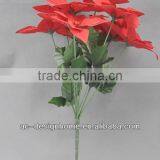 RED ARTIFICIAL VELVET POINSETTIA FLOWER BUSH X 7 W/7 PCS POINSETTIA FLOWER HEAD thumbnail-1