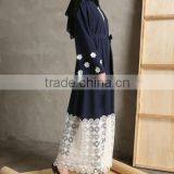 Latest Burqa Designs Pictures New Model Dubai Clothing Long Sleeve Lace Patched Appliques Loose Maxi Long Abaya thumbnail-3