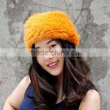 CX-E-29A Girls Fashion Knitted Mink Real Fur Elastic Headbands thumbnail-3