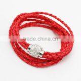 Leather Wrap Wristband Cuff Punk Magnetic Rhinestone Buckle Bracelet Bangle thumbnail-6