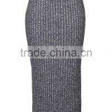 2016 High Waist Korea Style Maxi Skirts Grey Ribbed Bodycon Skirts Salt And Pepper Tube Skirts thumbnail-3