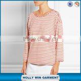 Ladies Long Sleeve Wholesale Striped T-shirt thumbnail-1