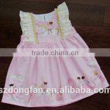 Little Girls Unicorn Magic Parade Dress With Gold Lace Baby Pink Flutter Sleeve Dress thumbnail-2