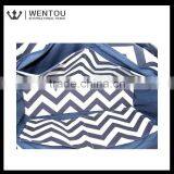Navy Blue and White Stripe Chevron Print Diaper Bag thumbnail-5