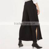 Chic Wide Leg Side Split Palazzo Trousers Black Slack Pants for Ladies thumbnail-6