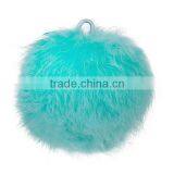 Angora Pom Pom Balls DIY Craft Decoration Mint Green With Ring 80mm Dia. thumbnail-1