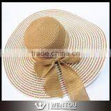 Women Floppy Large Brim Stripe Sun Hat thumbnail-1