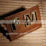 Custom New Vogue Style Laser Brown Leather Patch With Metal for Denim Jeans thumbnail-5