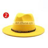 20colors Fashion Woman Woolen Jazz Hat British Classic Flat Hat European and American Men Women Fedora Hats Flat-brimmed Hats thumbnail-2