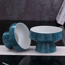 Chinese Hand Made Jingdezhen Blue Fruit Dessert Ceramic Tray Decoration Art For Home thumbnail-2