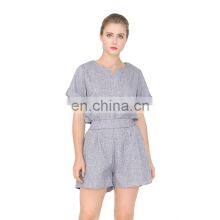 Fashionable Simple Plus Size Women's Short-sleeved Shorts Two-piece Suit Wholesale Custom Sports Leisure Suit Home Service