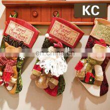 2021 Cute Christmas Stocking Leather Lint Plaid Plush Red Green Personalized Santa Snowman Patterns Christmas Stockings thumbnail-2