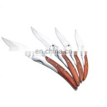 Factory wholesale color wood folding knife stainless blade with stainless bolster and color wood handle