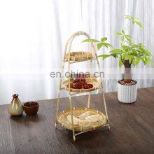 Bamboo Serving Rack, Fruit Bamboo Platter Tray, Handmade, Home Decor, Kitchen Organizer thumbnail-2