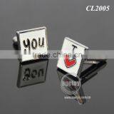 Wedding Date Souvenir Cufflinks Party Guests Gifts I LOVE YOU Red Heart Metal Wedding Cuff Links thumbnail-1