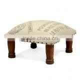 Natural Fibres Canvas Printed Upholstered Stool thumbnail-1