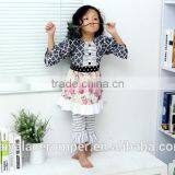 Classical Two Pieces Infant Kids Clothing Gray Ruffle Striped Shorts Newborn Baby Kids Gift Set Hot Sell Baby Girl Fall Cotton thumbnail-2