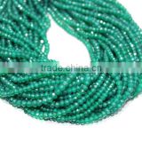 SEMI PRECIOUS NATURAL GREEN ONYX 3-4MM RONDELLE FACETED LOOSE BEADS STRAND