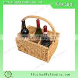 Wholesale Woven Wicker 6 Bottle Wine Holder Tote Basket Carrier outdoor Great Gift Idea