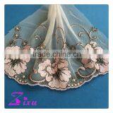 Customized pink indian embroidery air mesh fabric lace with different types