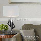 Compare Modern Metal and MDF Table Lamp With Fabric Shade